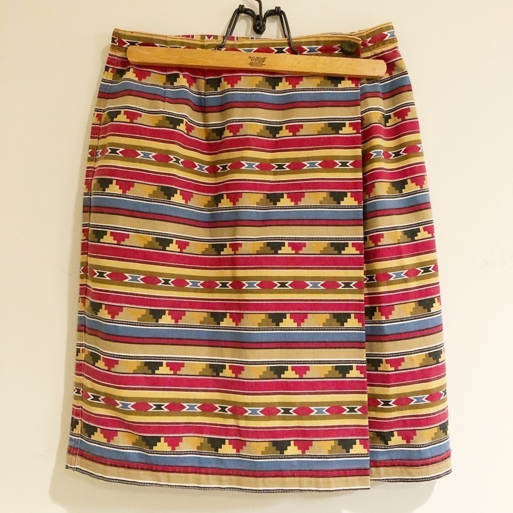 Vintage Native American Southwest Tribal Denim Jean Skirt